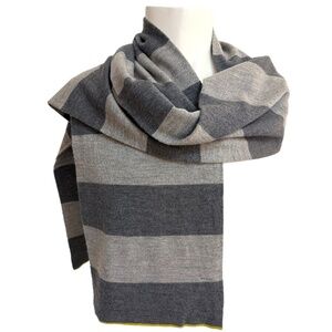 Banana Republic 100% Merino Wool Striped Scarf Gray Extra Fine Knit